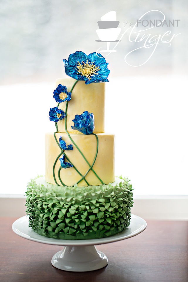 Fondant Flinger - Blue Poppy Flower Cake-1