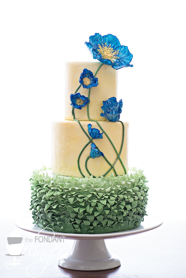 Fondant Flinger - Blue Poppy Flower Cake-3