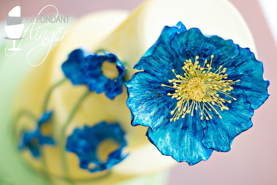 Fondant Flinger - Blue Poppy Flower Cake-6