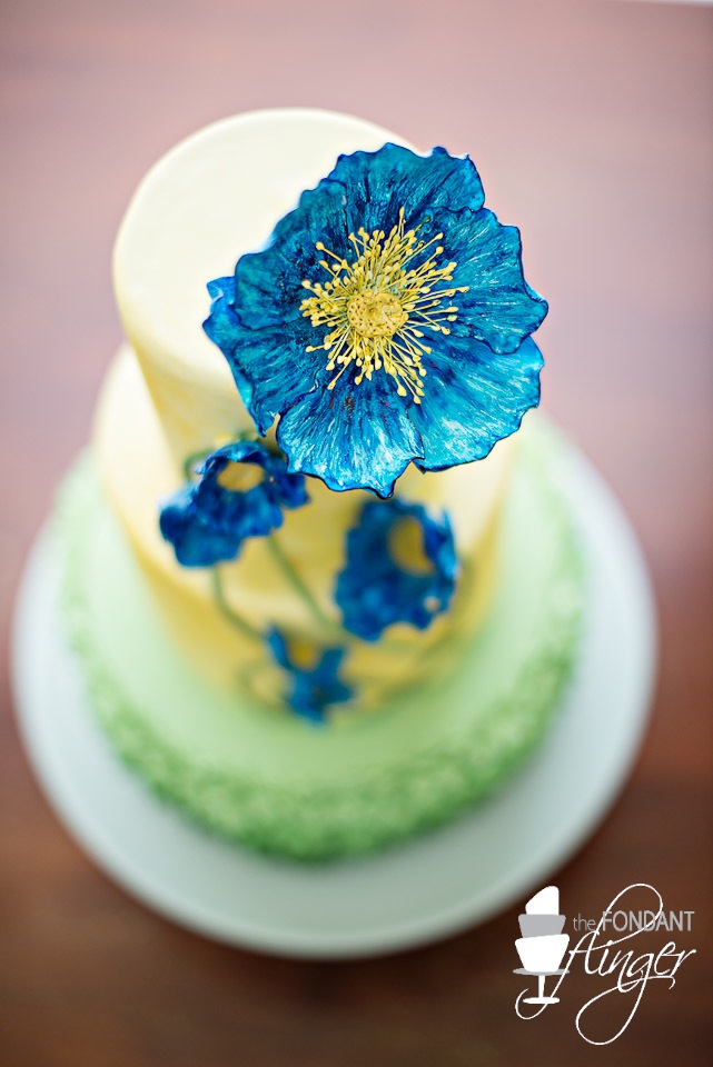 Fondant Flinger - Blue Poppy Flower Cake-7