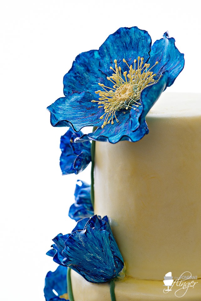 Fondant Flinger - Blue Poppy Flower Cake-9