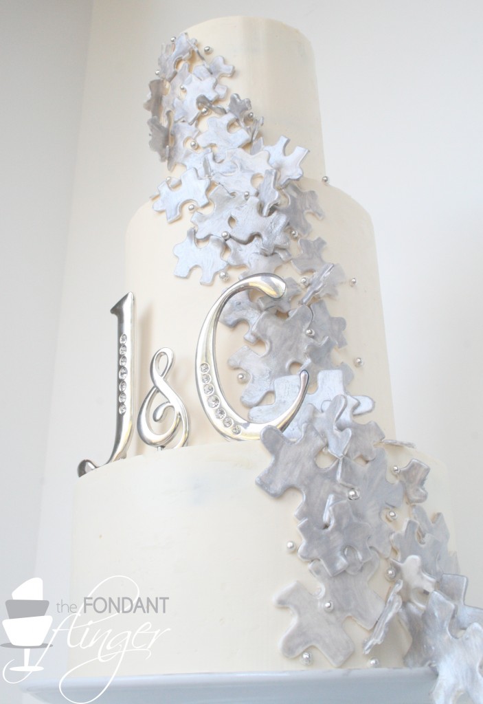 Cascading Puzzle Pieces Cake
